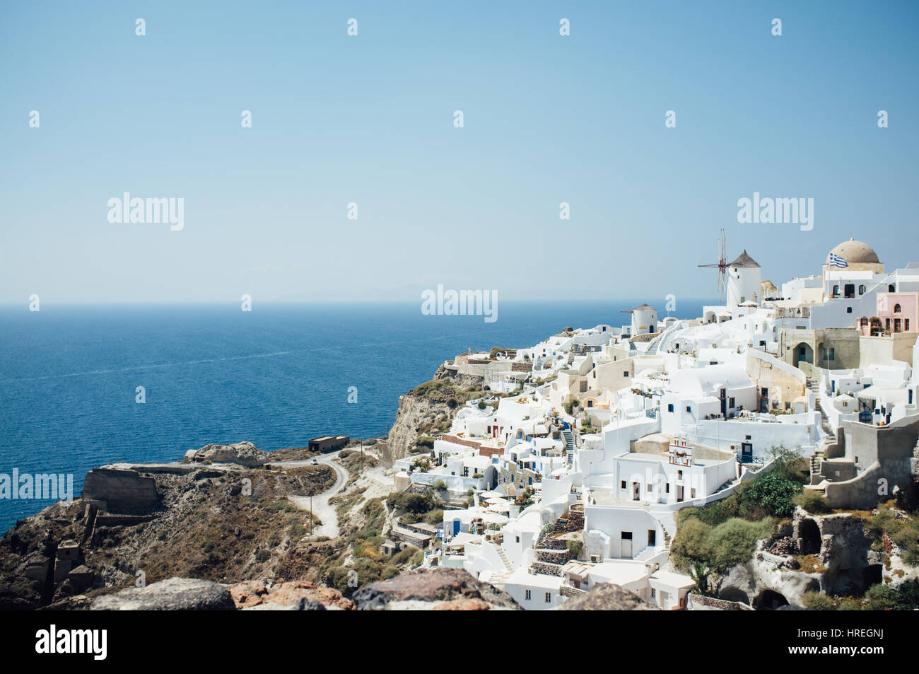 Il bellissimo villaggio di Oia sull isola di Santorini, Grecia. Foto Stock