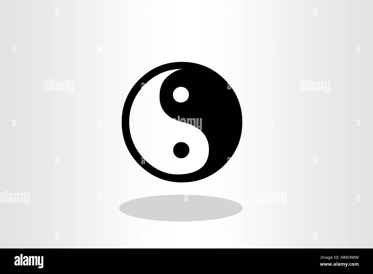 Illustrazione del bianco e del nero yin yang contro sfondo semplice Foto Stock