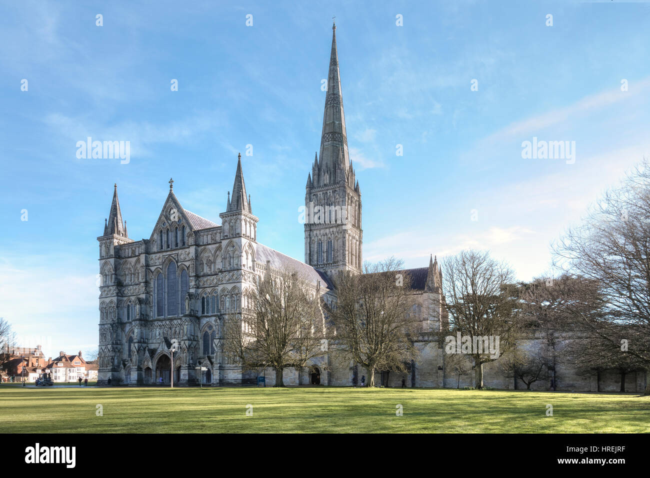 La Cattedrale di Salisbury, Salisbury, Wiltshire, Inghilterra, Regno Unito Foto Stock