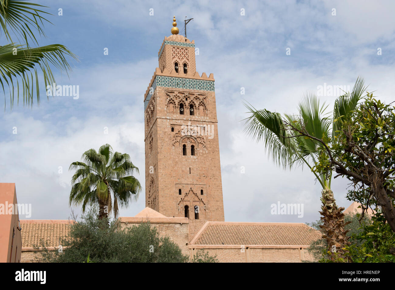La Moschea di Koutoubia vicino a Piazza Jemaa El Fnaa piazza centrale di Marrakesh (Marrakech, Marocco Foto Stock