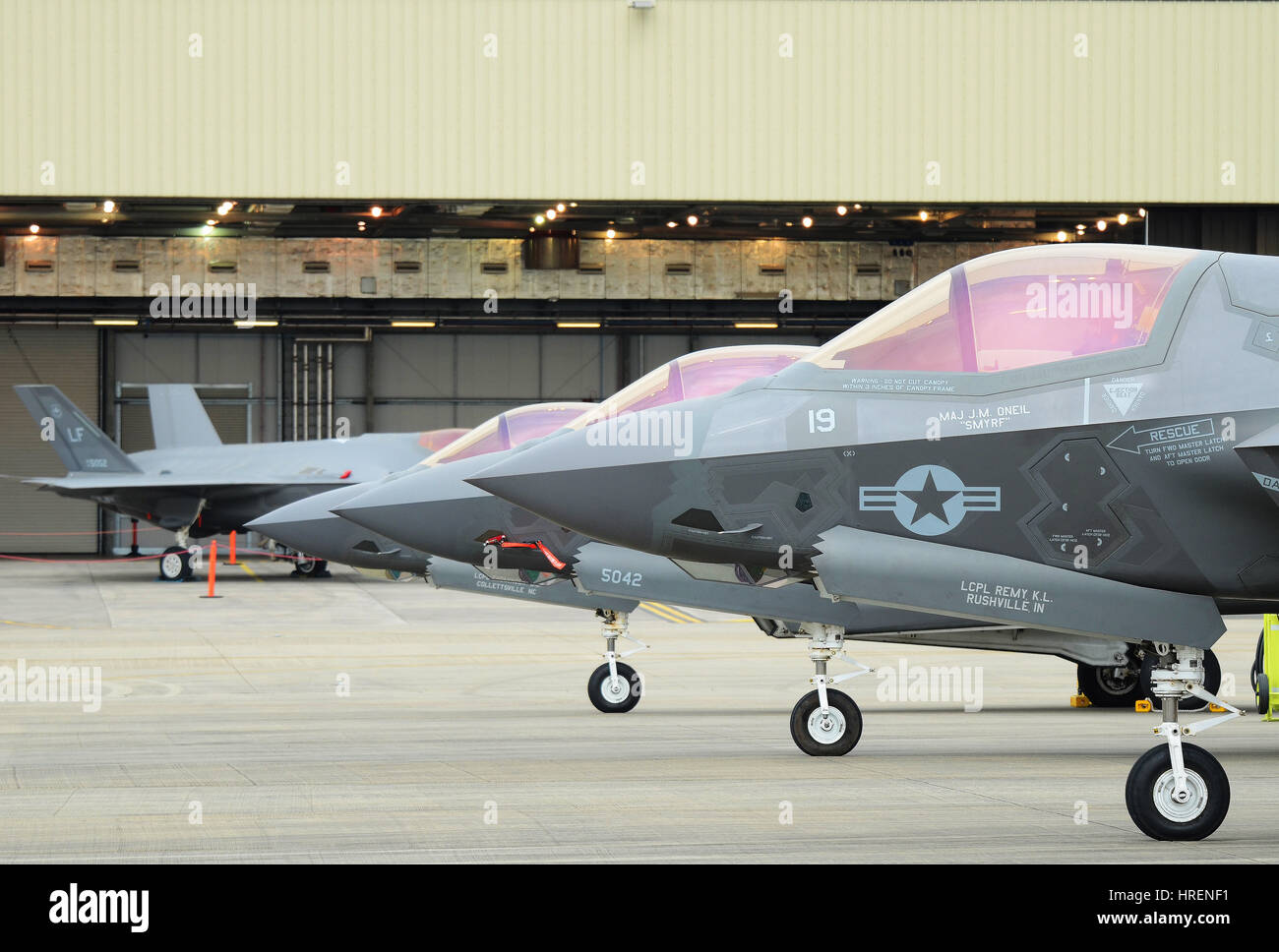 Lockheed Martin F35B Lightning II aerei da combattimento stealth presso il Royal International Air Tattoo, Fairford, Regno Unito Foto Stock