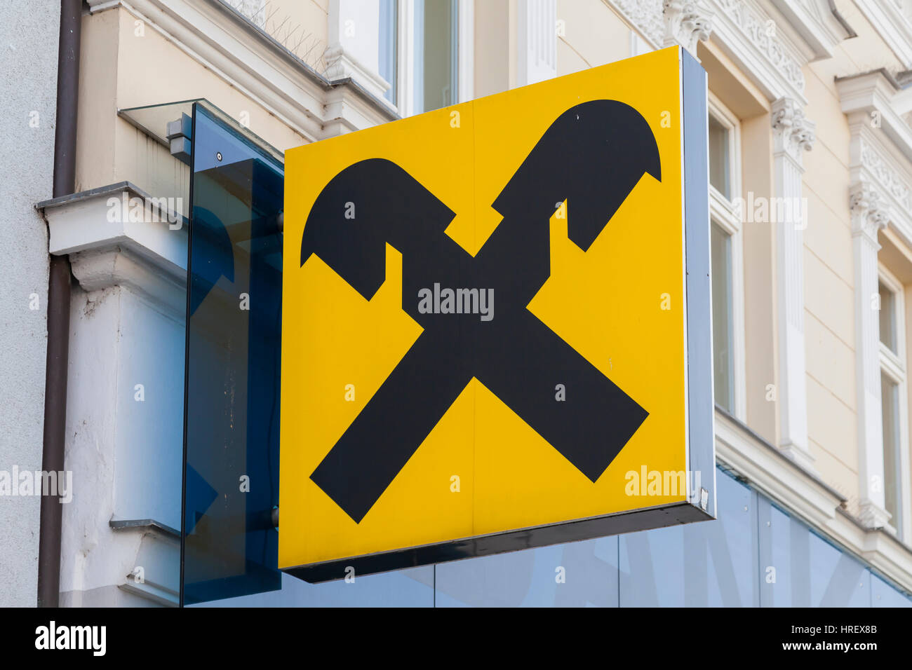 VIENNA, AUSTRIA, Gennaio 26th, 2018 - Cassa Raiffeisen è il principale consumatore bank in Austria ans Central Eastern Europe Foto Stock