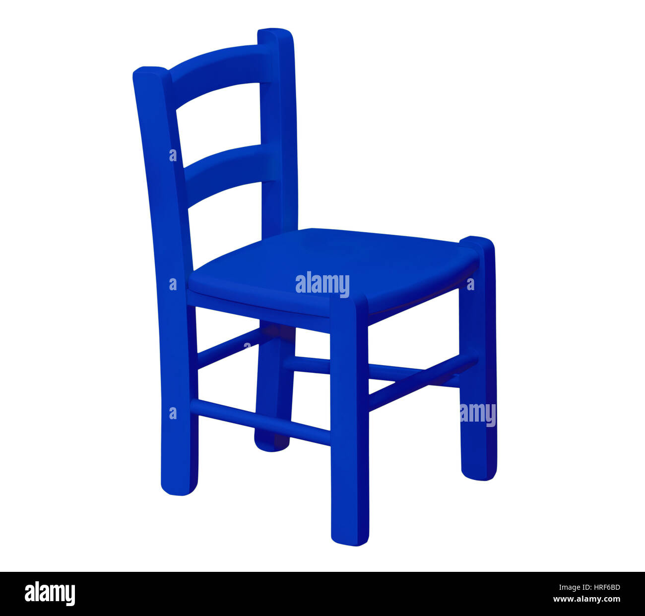 I ragazzi di legno sedia blu isolato su sfondo bianco Foto Stock