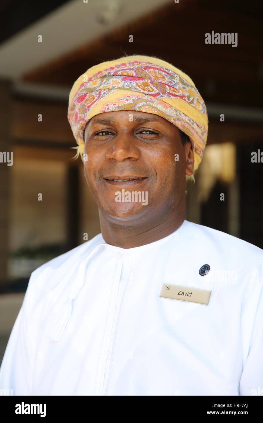 Portiere presso lo Sheraton Hotel, Muscat Oman Foto Stock