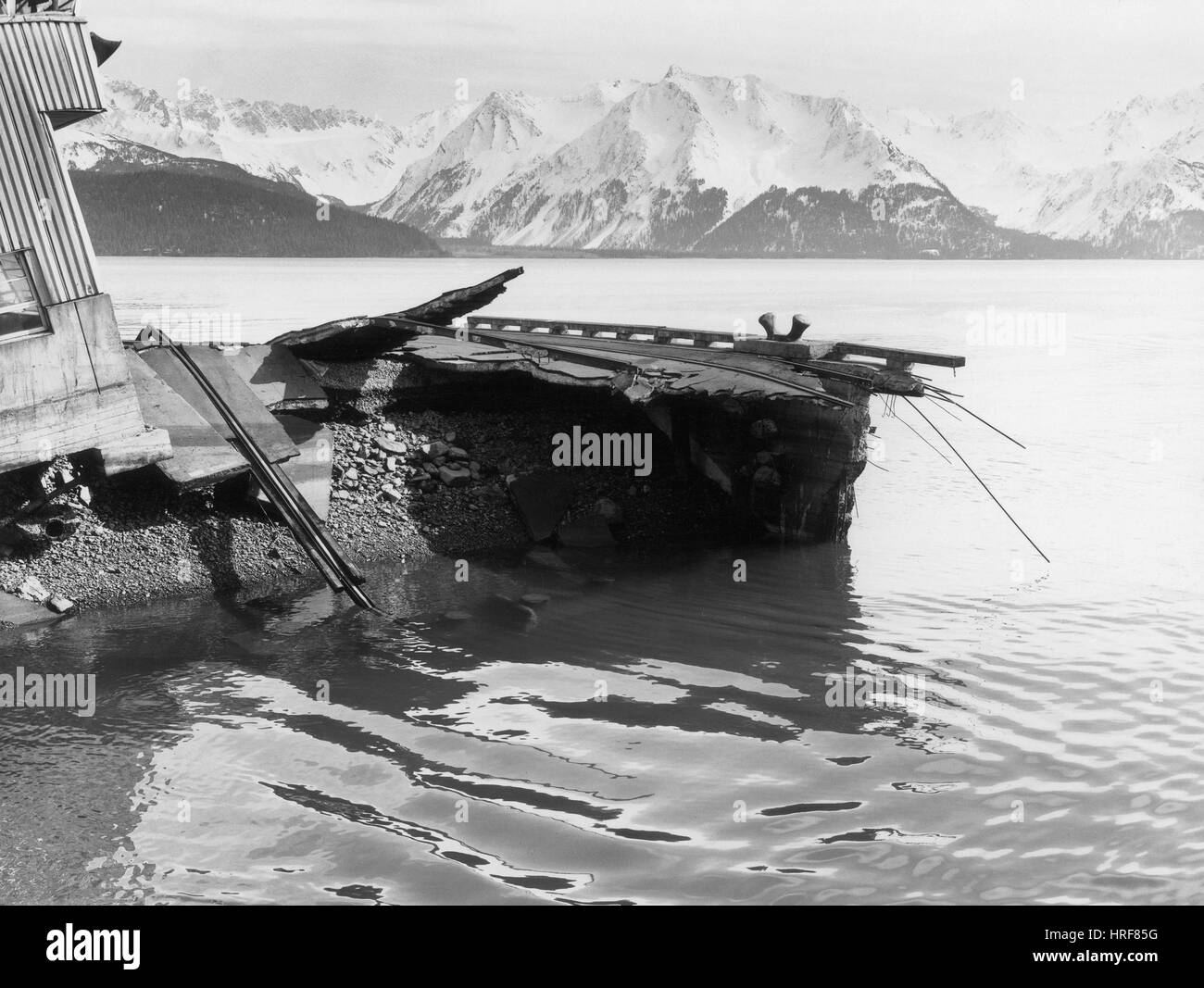 I danni del terremoto, Alaska, 1964 Foto Stock