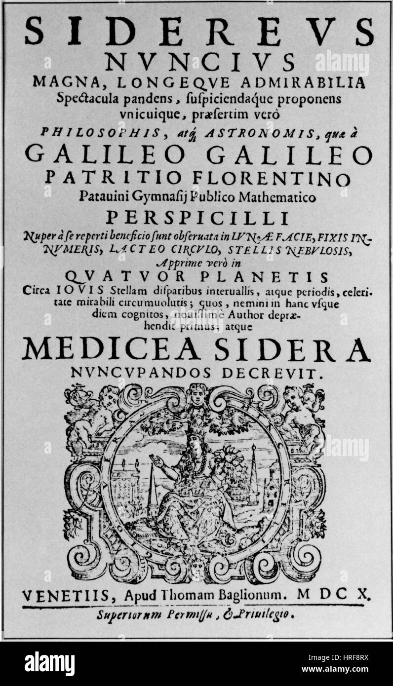 Pagina del titolo di Galileo il libro Foto Stock