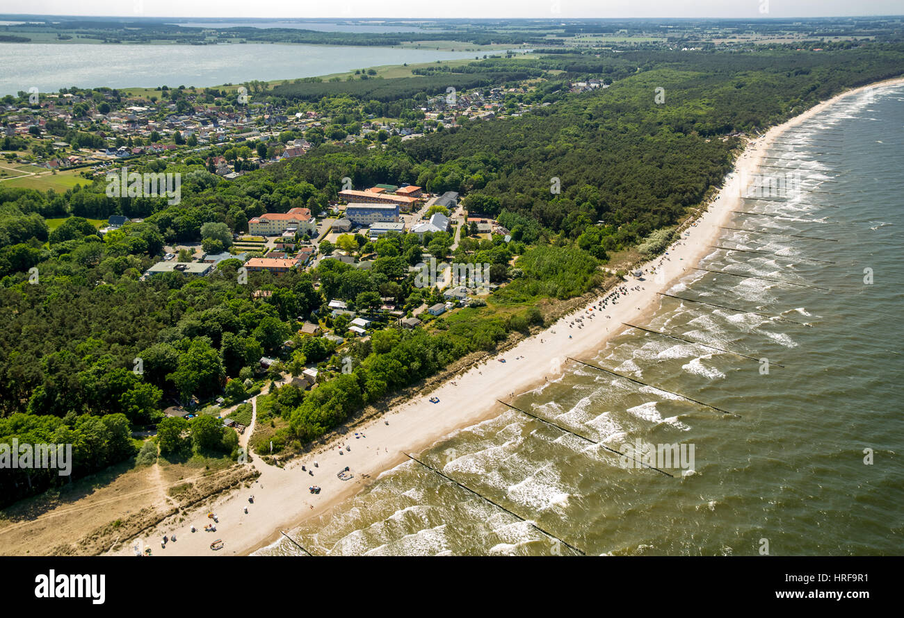 Zinnowitz, lunga spiaggia di sabbia, isola di Usedom, Mar Baltico, Meclemburgo-Pomerania, Germania Foto Stock