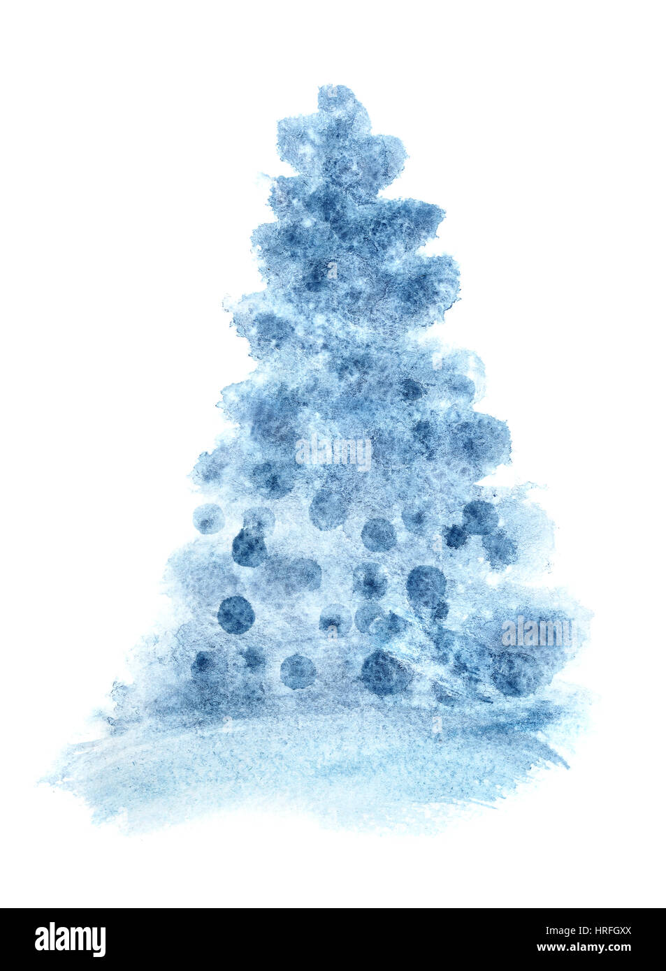 Blu acquerello semplice albero di Natale - illustrazione raster Foto Stock