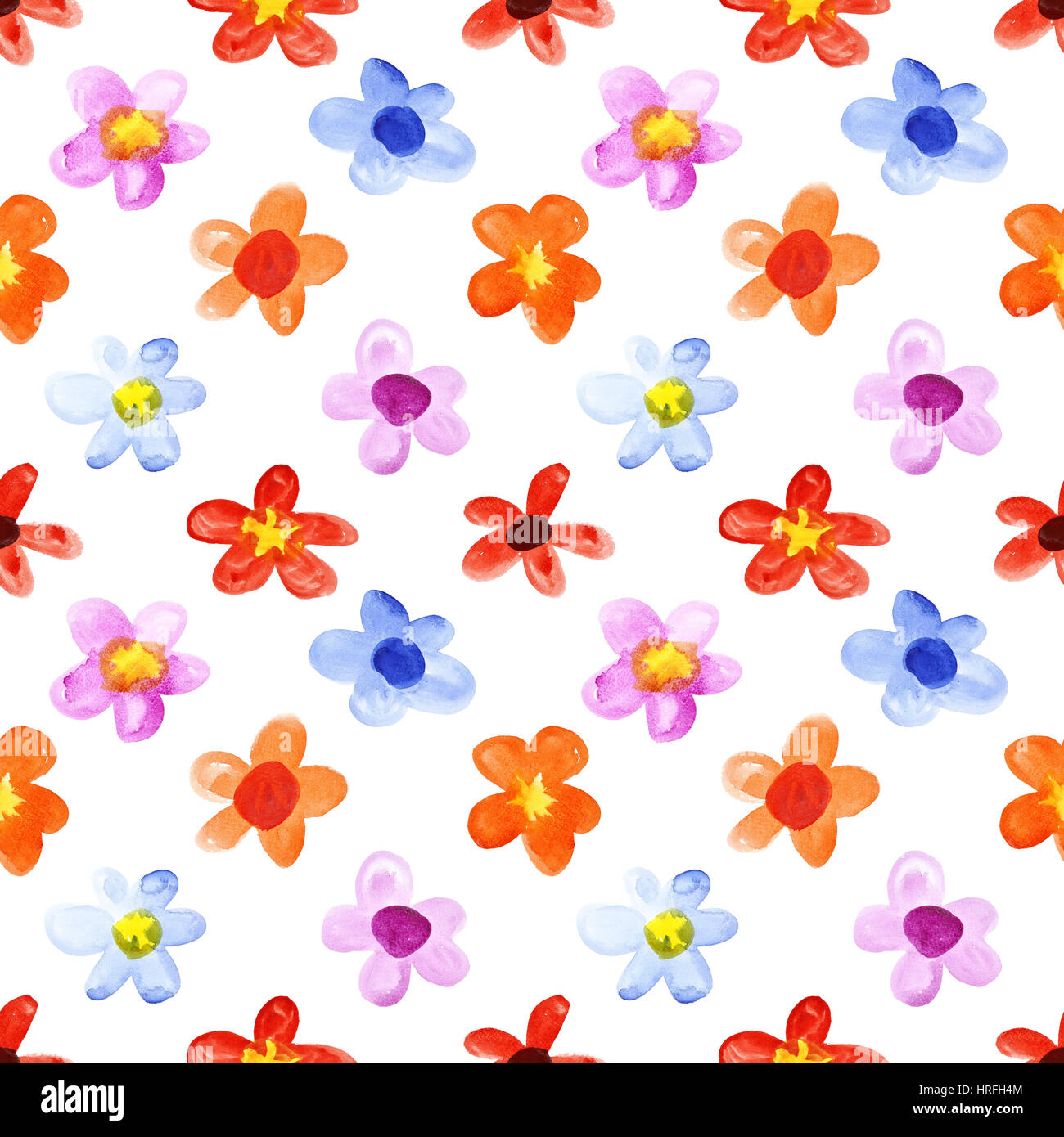 Semplice fiori ad acquerello - seamless motivo floreale Foto Stock