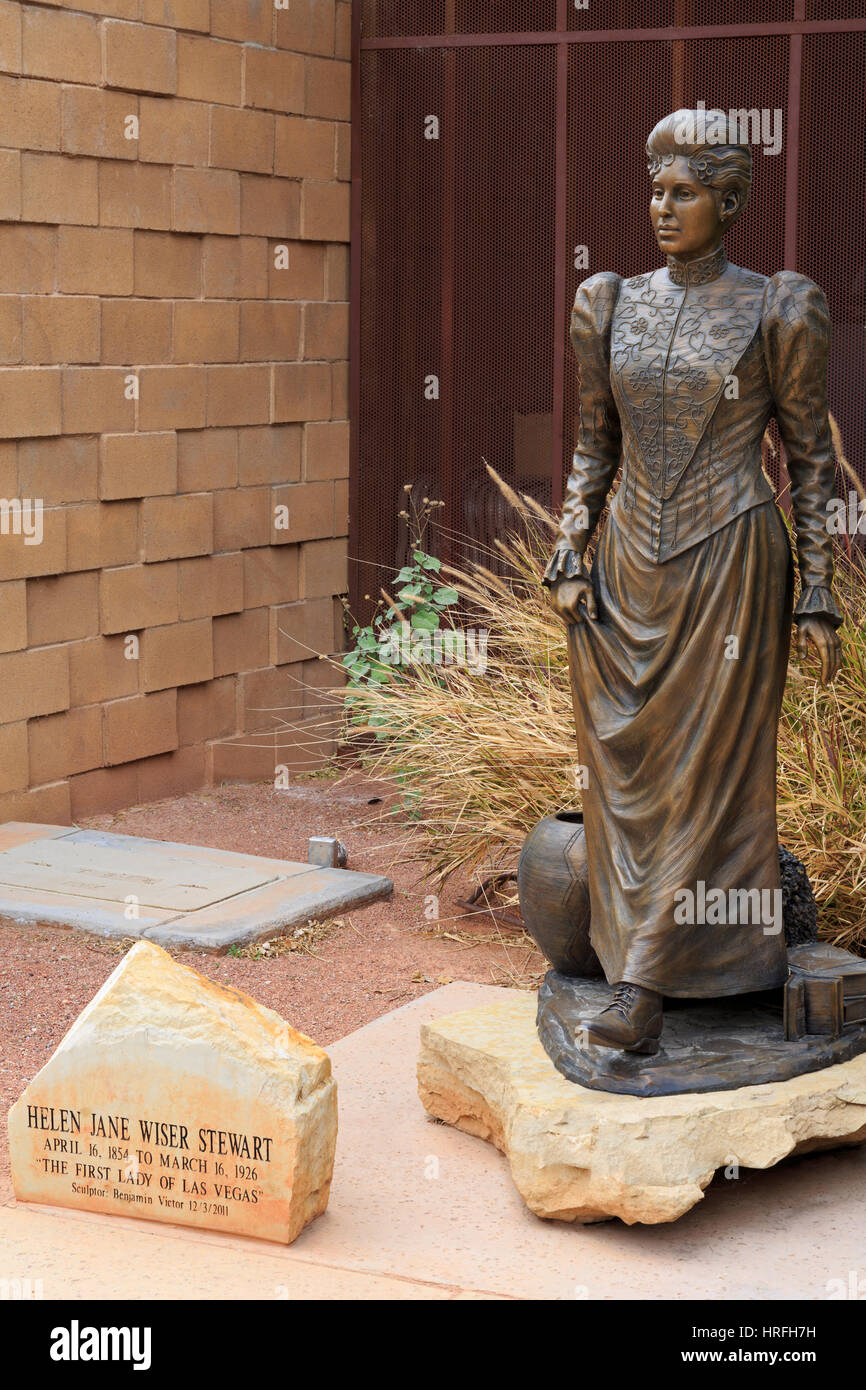 Helen Stewart statua,Vecchia Las Vegas Mormon Fort, Las Vegas, Nevada, STATI UNITI D'AMERICA Foto Stock