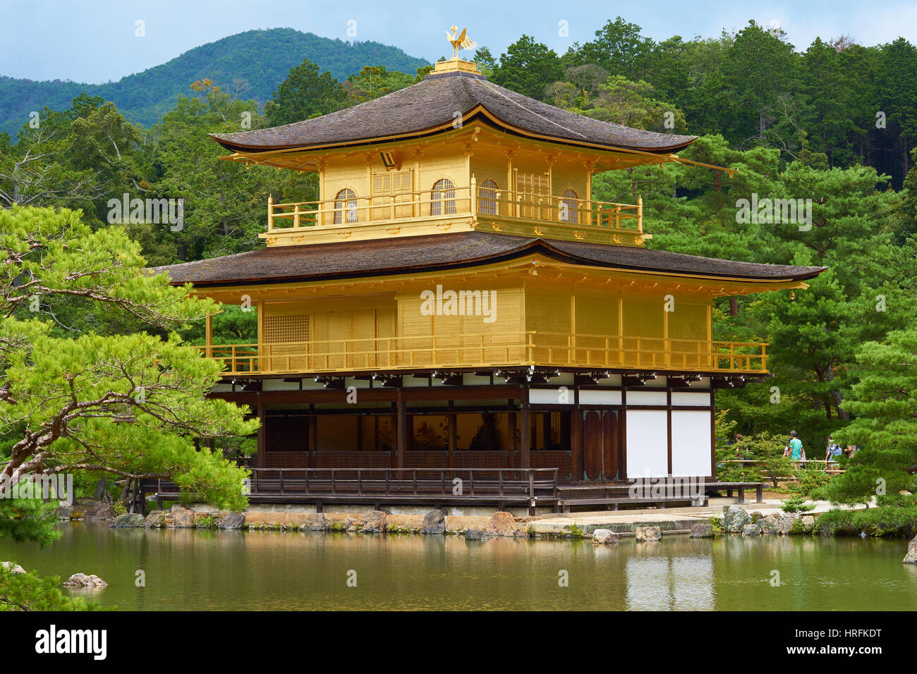Tempio d'oro a Kyoto - bellissimo tempio dietro il lago Foto Stock