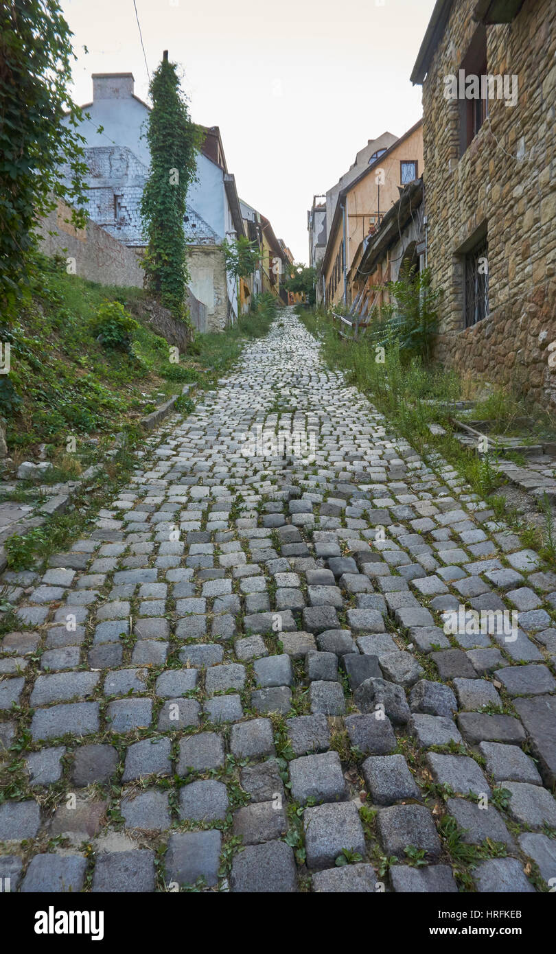 Antica Gül Baba Street dal periodo Ottomano, una delle più antiche e più ripide strade di Budapest, Ungheria Foto Stock