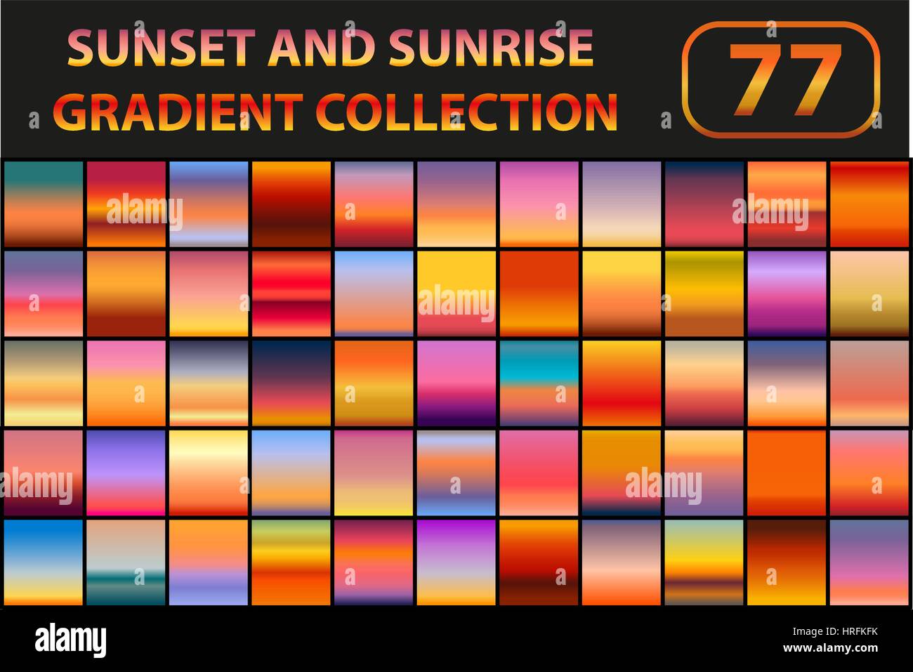 Sunset e sunrise set di gradiente. Grande raccolta di sfondi astratti con sky. Illustrazione Vettoriale. Illustrazione Vettoriale