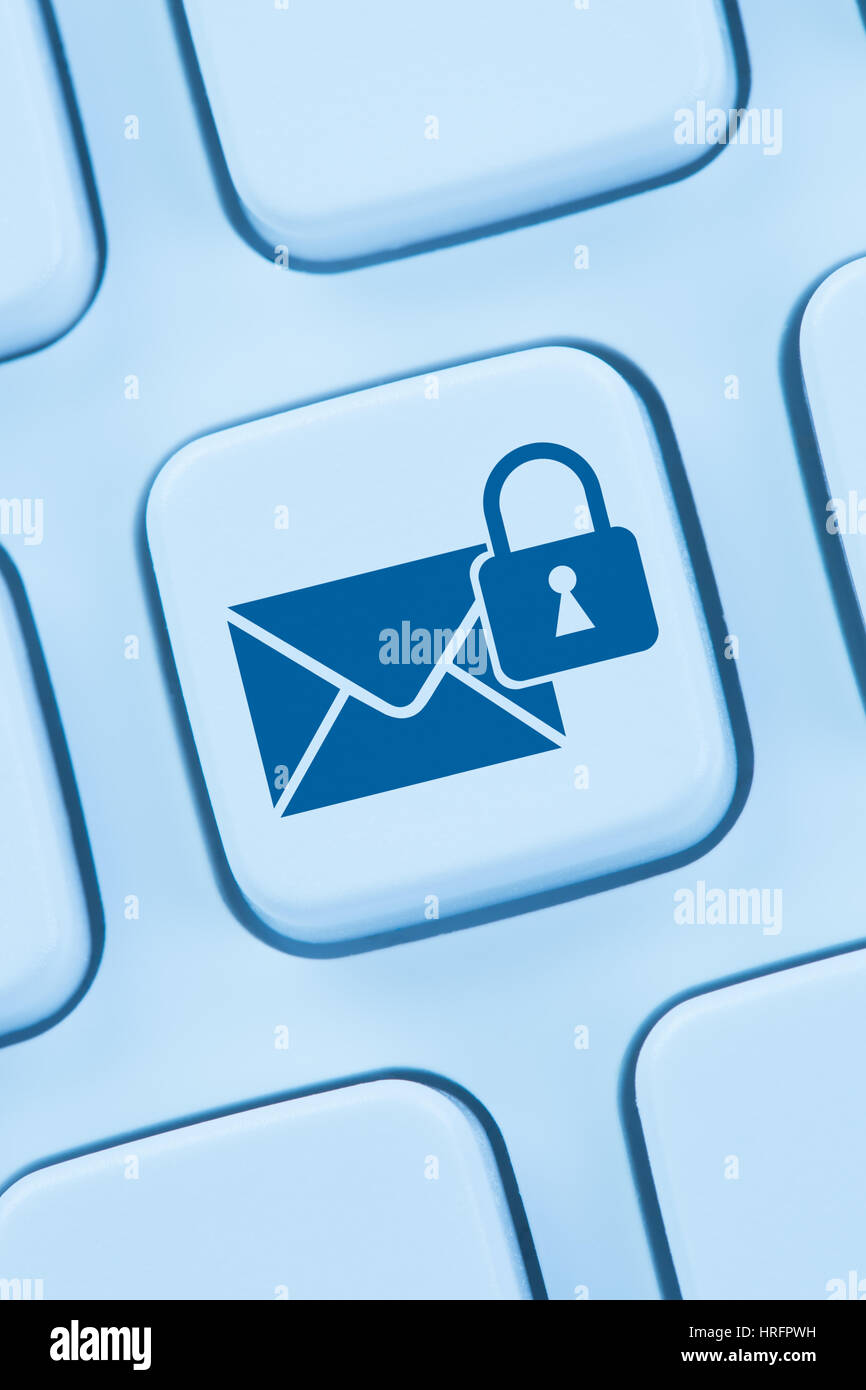 Invio di messaggi di posta elettronica crittografati di protezione secure mail internet web online Foto Stock