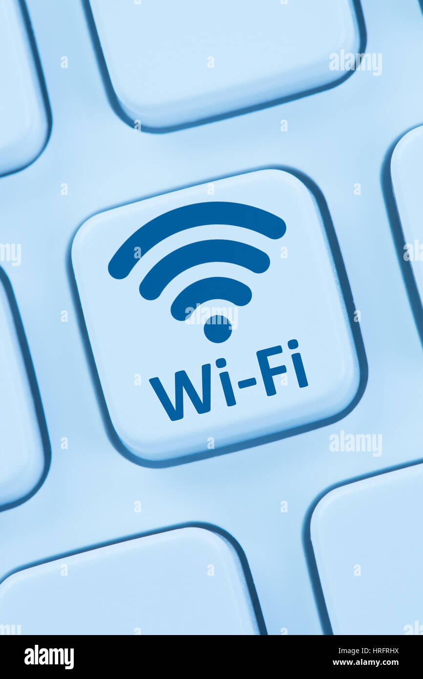 Wi-fi hotspot wifi internet connessione online per computer tastiera web Foto Stock