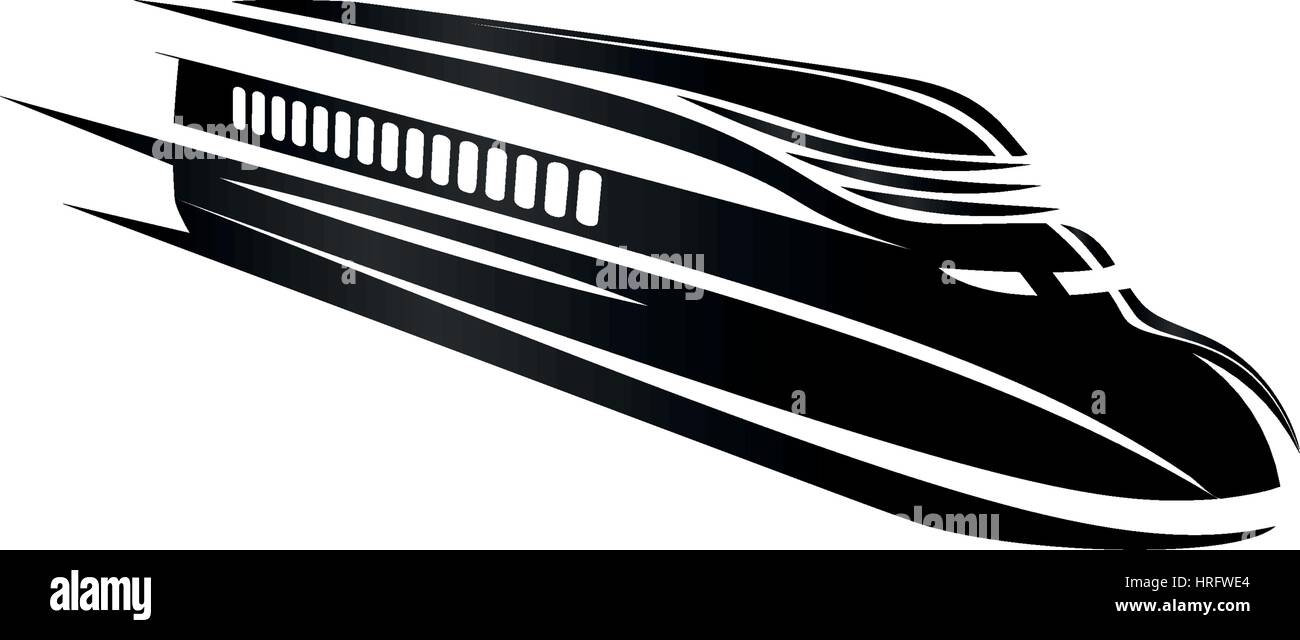Monocromatico isolato moderno stile di incisione logo treno impostato su sfondo bianco illustrazione vettoriale Illustrazione Vettoriale