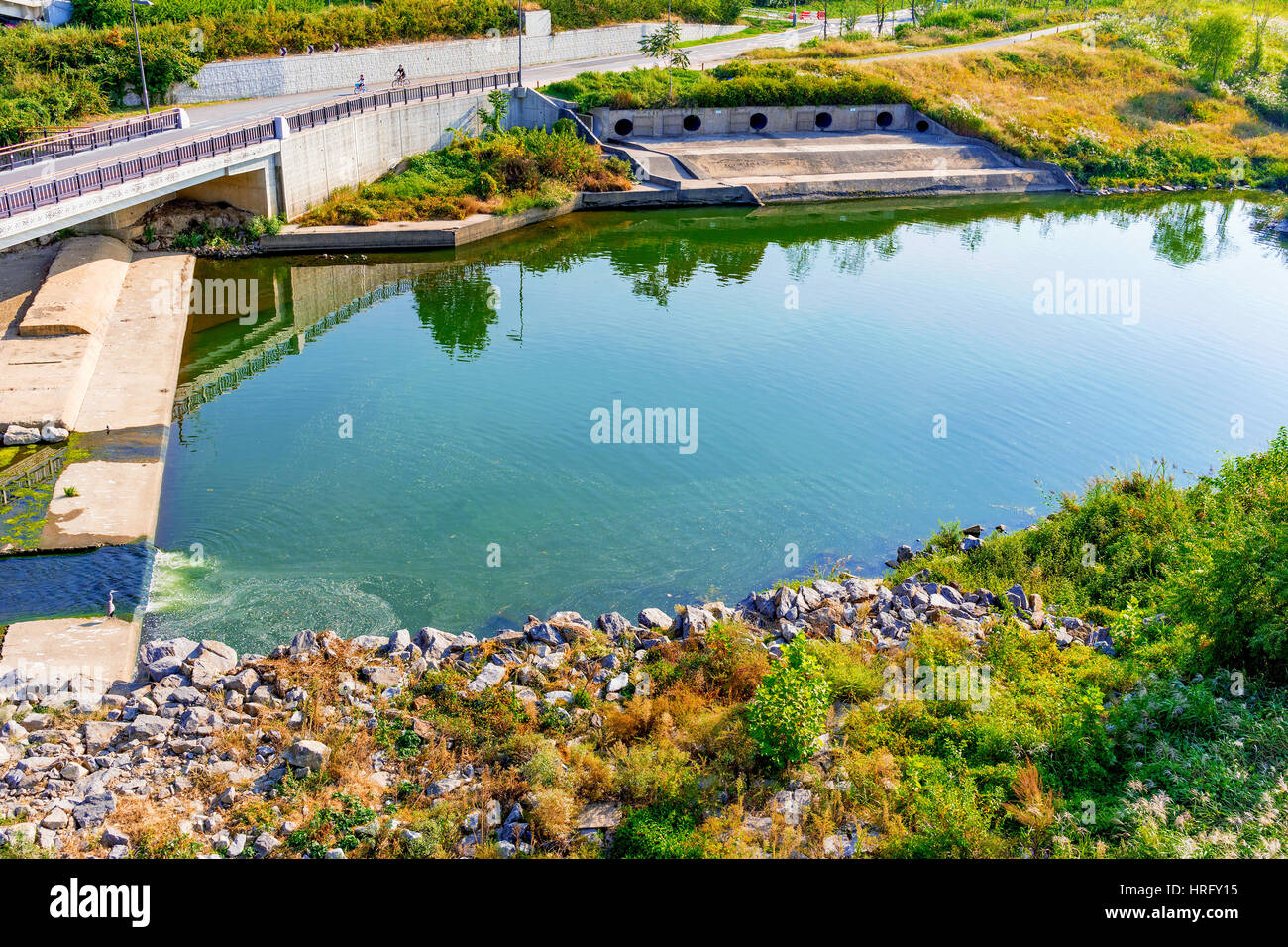 Vista del fiume Han in una giornata di sole a Seul Foto Stock