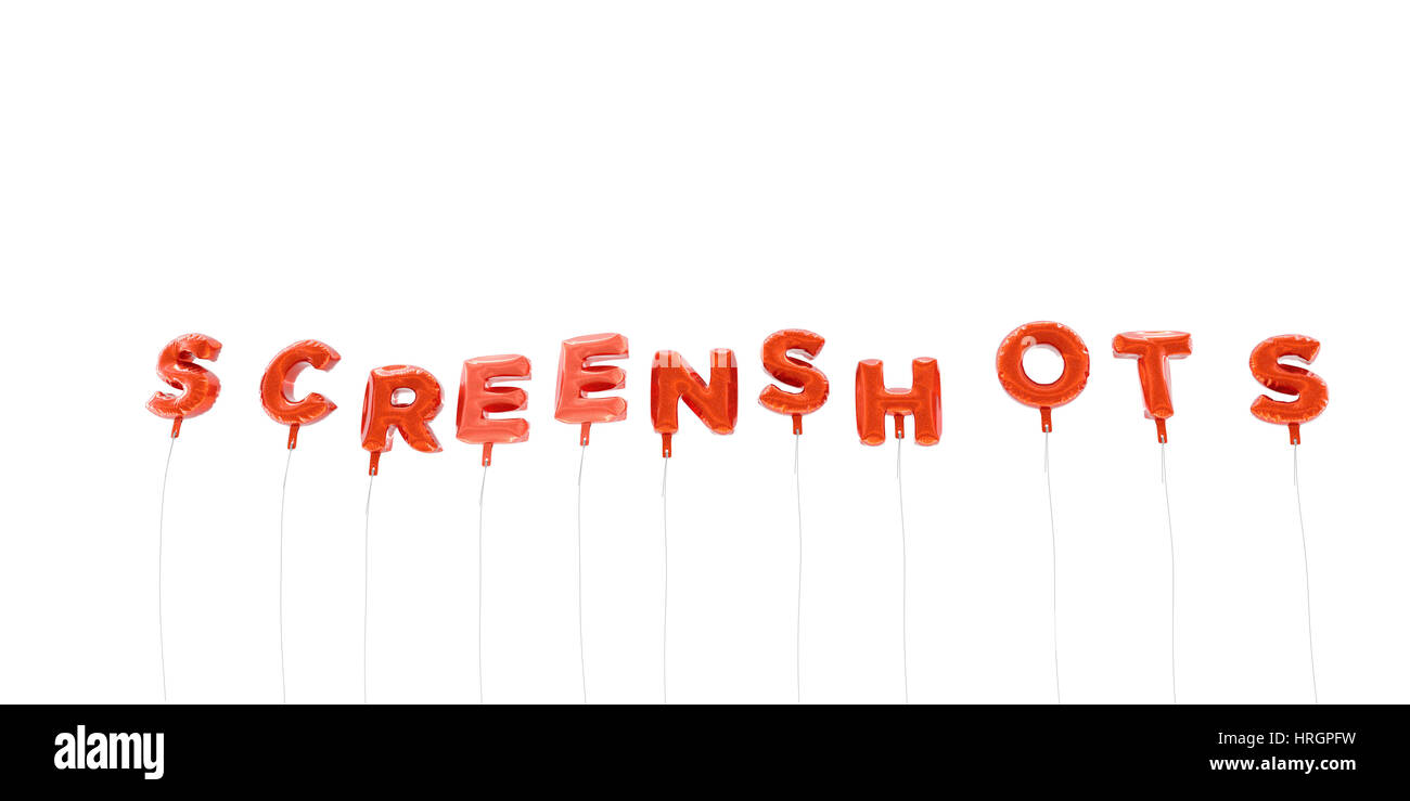 Gli screenshot - parola fatta dal foglio in plastica rosso palloncini - 3D rendering. Può essere utilizzato online un banner pubblicitario o una cartolina di stampa. Foto Stock