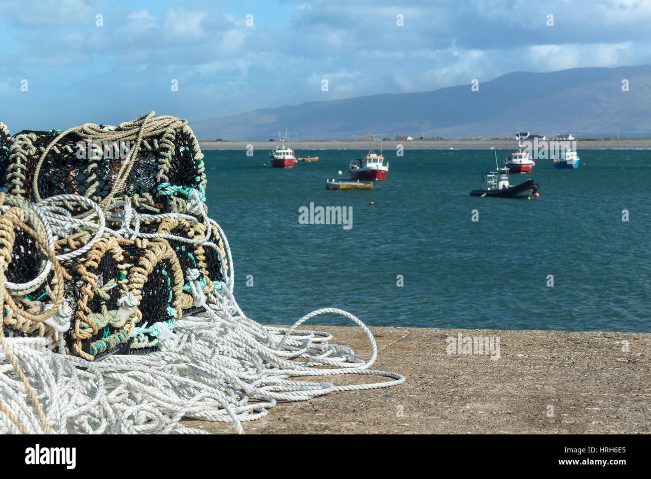 Aragosta e attività di pesca del granchio vicino al Maharees, penisola di Dingle, nella contea di Kerry, Irlanda Foto Stock