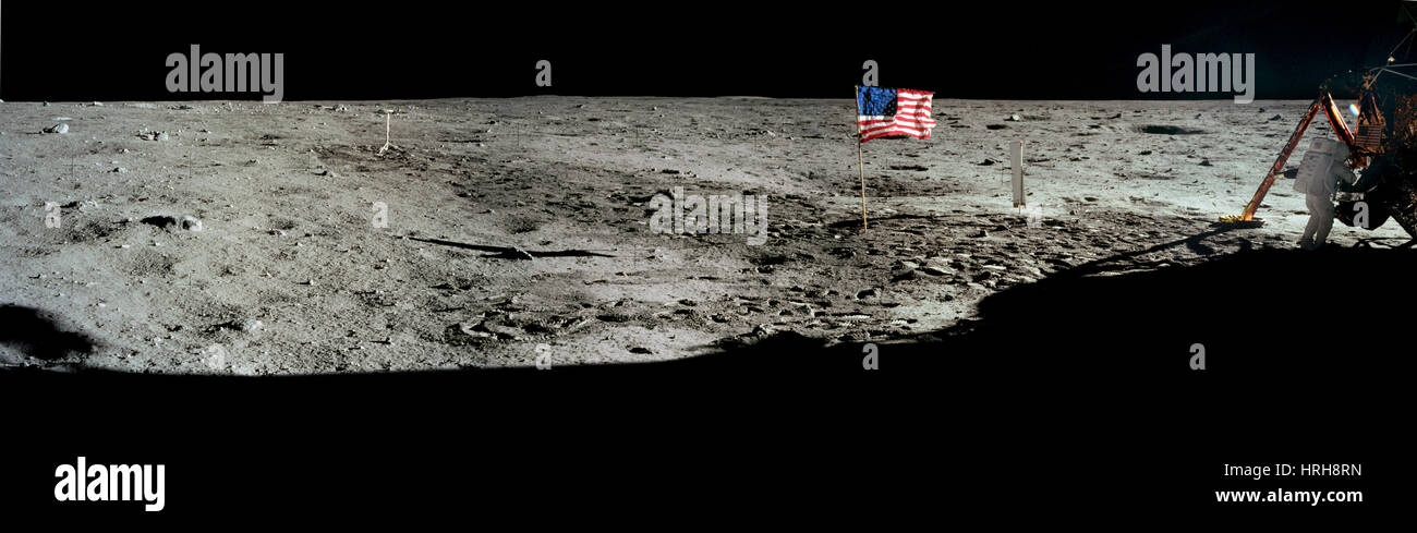 Neil Armstrong sulla luna Foto Stock