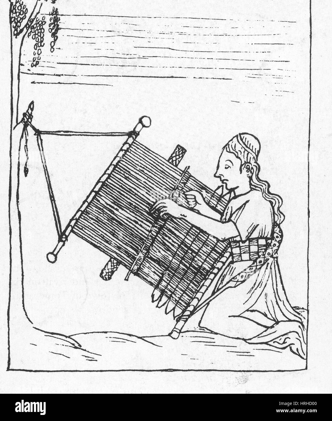 Donna inca tessitura, xvii secolo Codex Foto Stock