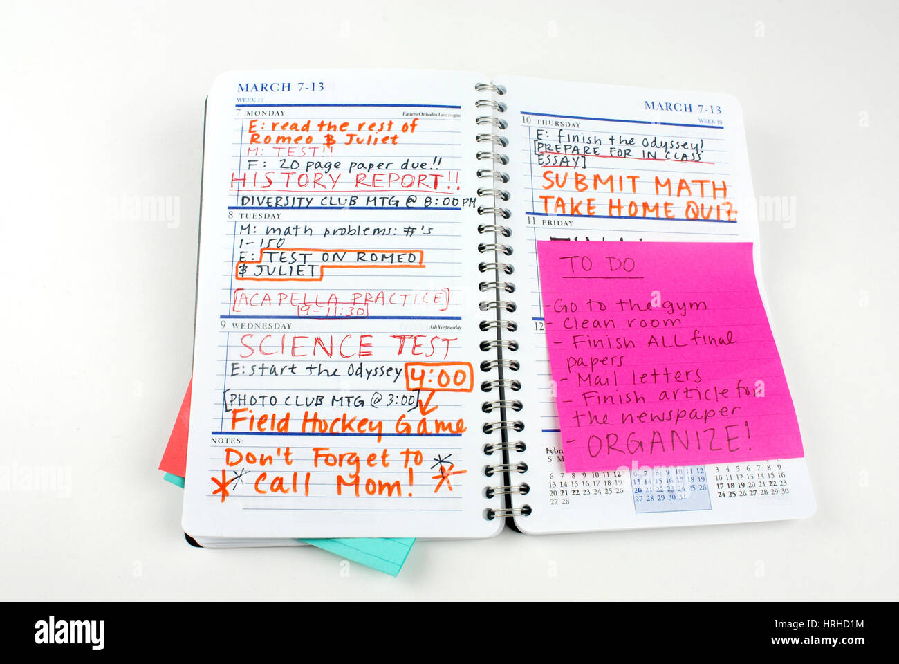 Occupato compiti Planner Foto Stock