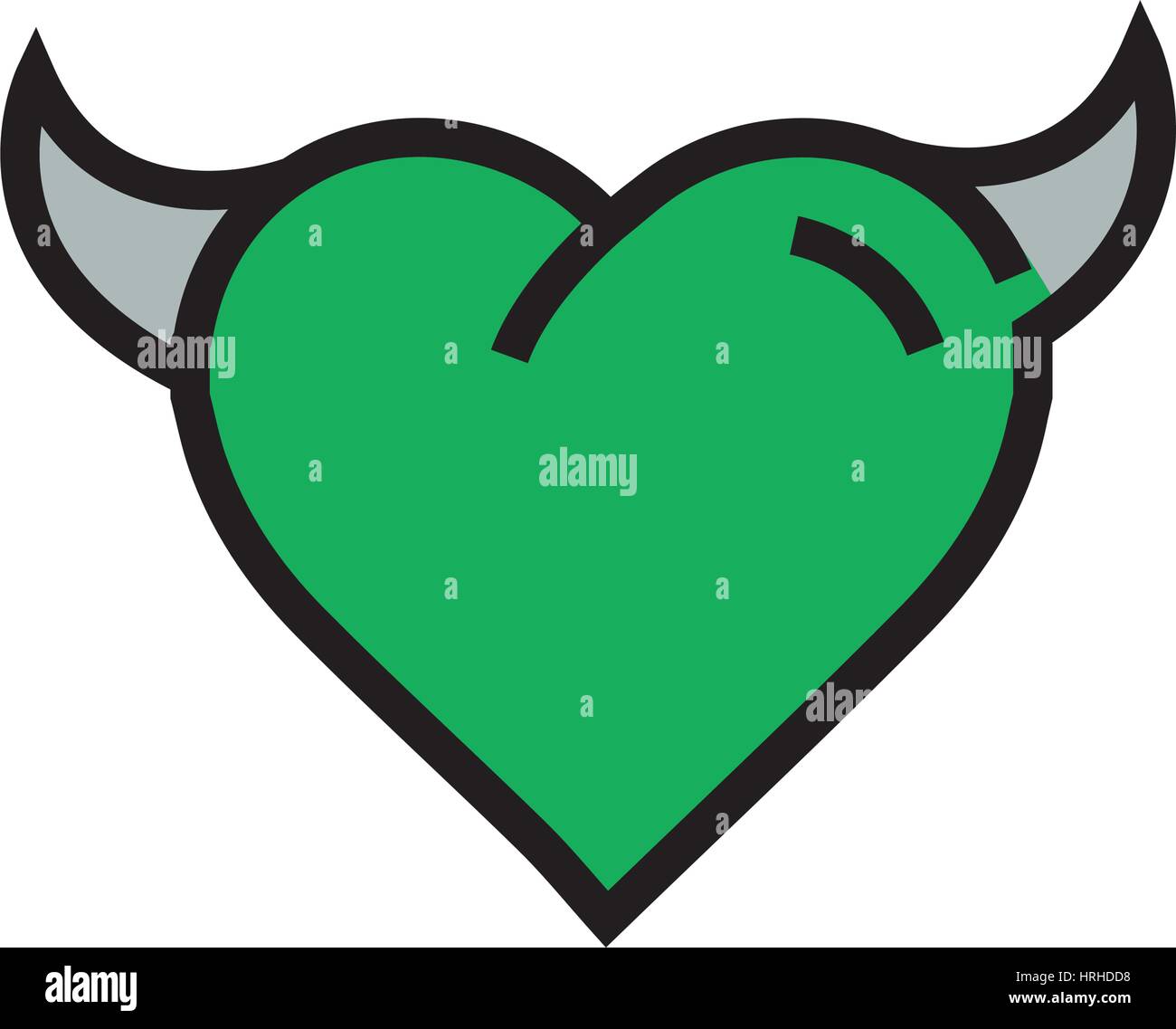 Diavolo icona Cuore verde Illustrazione Vettoriale