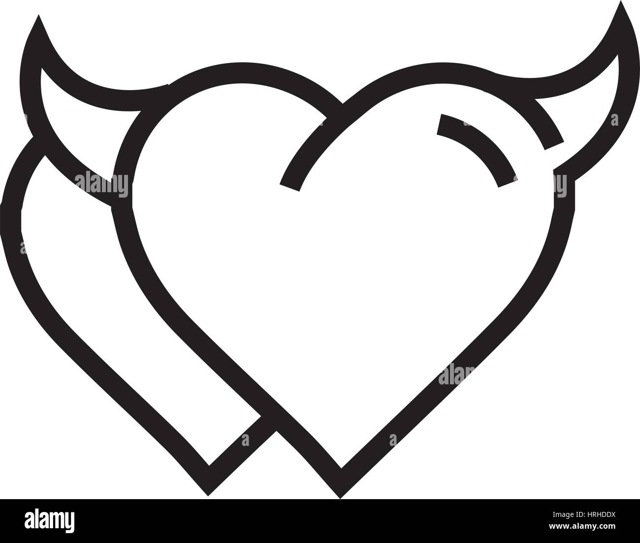Diavolo Icona cuore gemelli Illustrazione Vettoriale