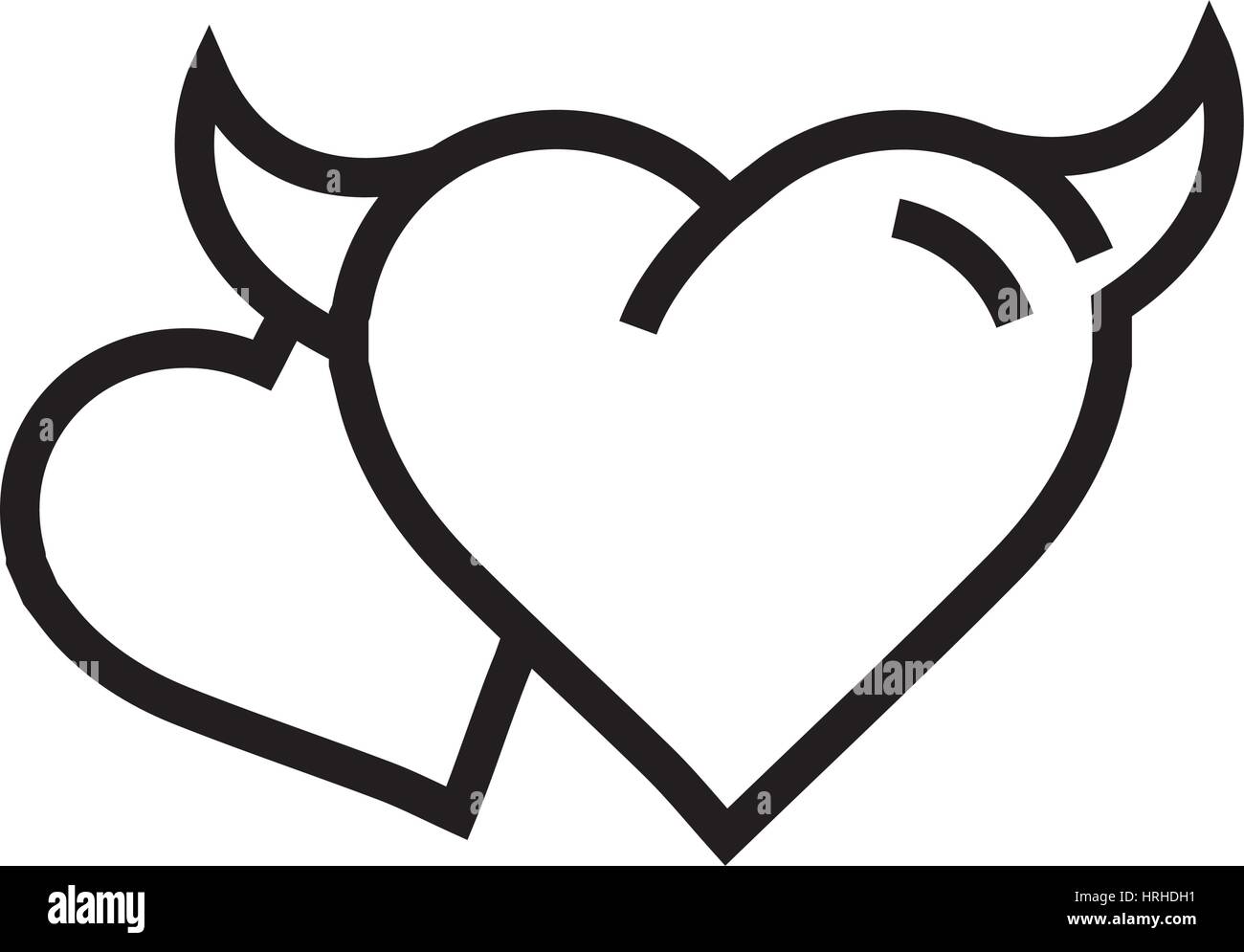 Due Devil Icona cuore Illustrazione Vettoriale