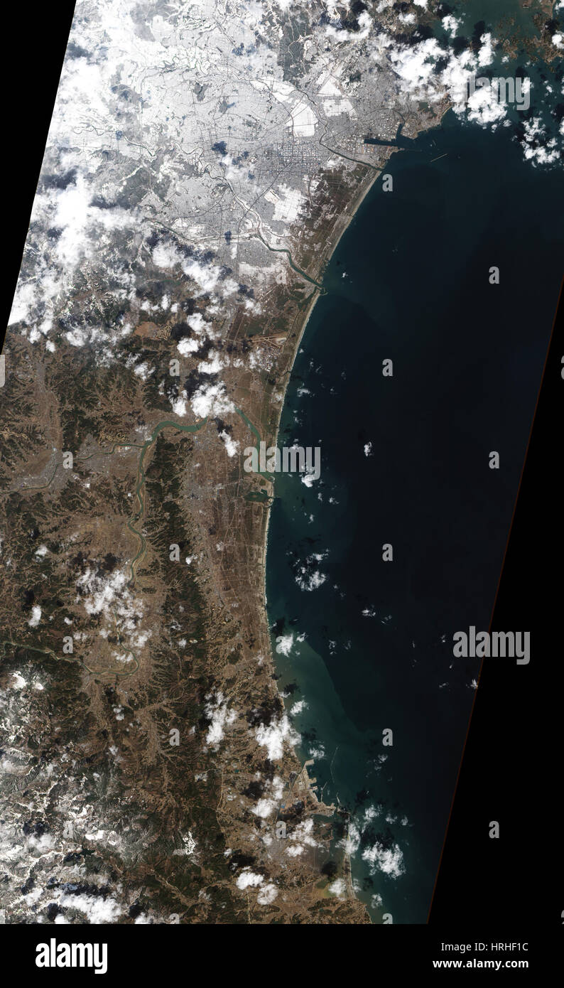 Il terremoto e lo Tsunami nei pressi di Sendai, Giappone Foto Stock