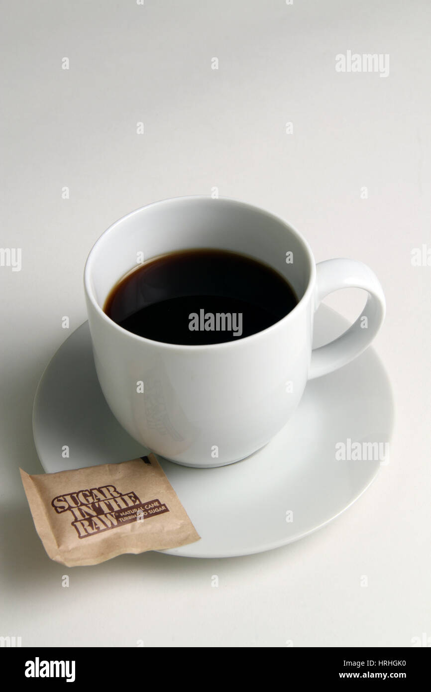 Il caffè con il dolcificante Foto Stock
