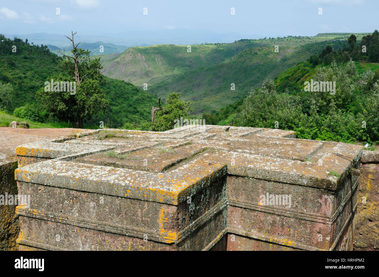 Chiesa di San Giorgio scolpire nella roccia solida in Lalibela, Etiopia Foto Stock