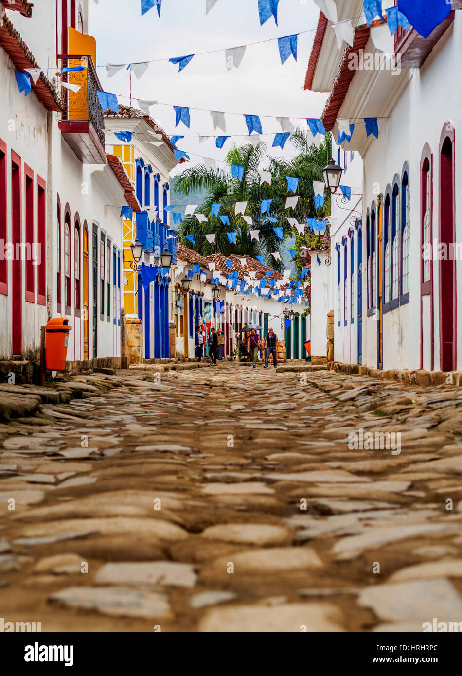 Vista della Città Vecchia, Paraty, Stato di Rio de Janeiro, Brasile Foto Stock