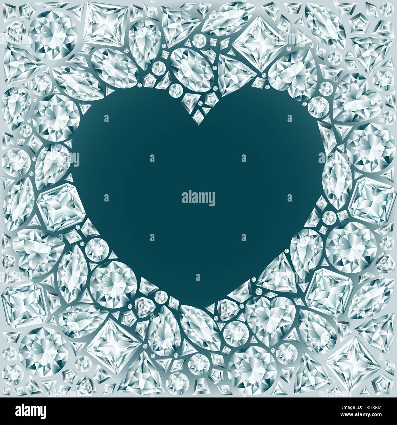 Cuore cornice fatta di diamanti Illustrazione Vettoriale