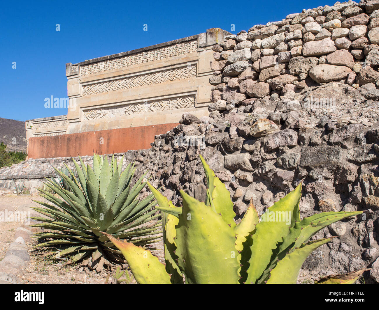 Precolombiana e Mixtec zapoteco rovine nella città di Mitla, Stato di Oaxaca, Messico, America del Nord Foto Stock