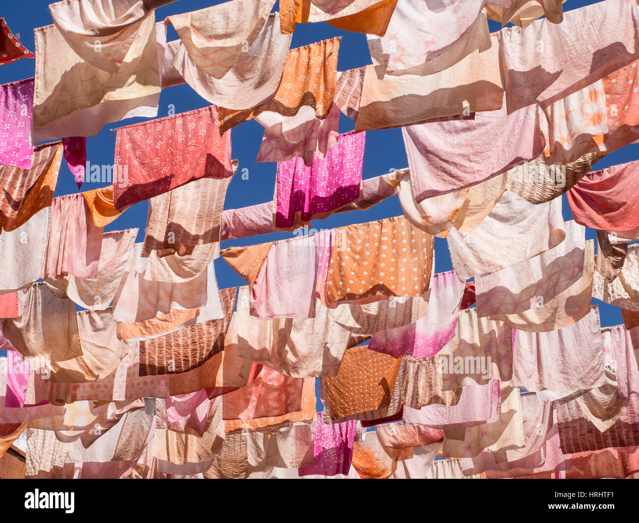 Tessuti svolazzanti, museo tessile, Oaxaca, Messico, America del Nord Foto Stock