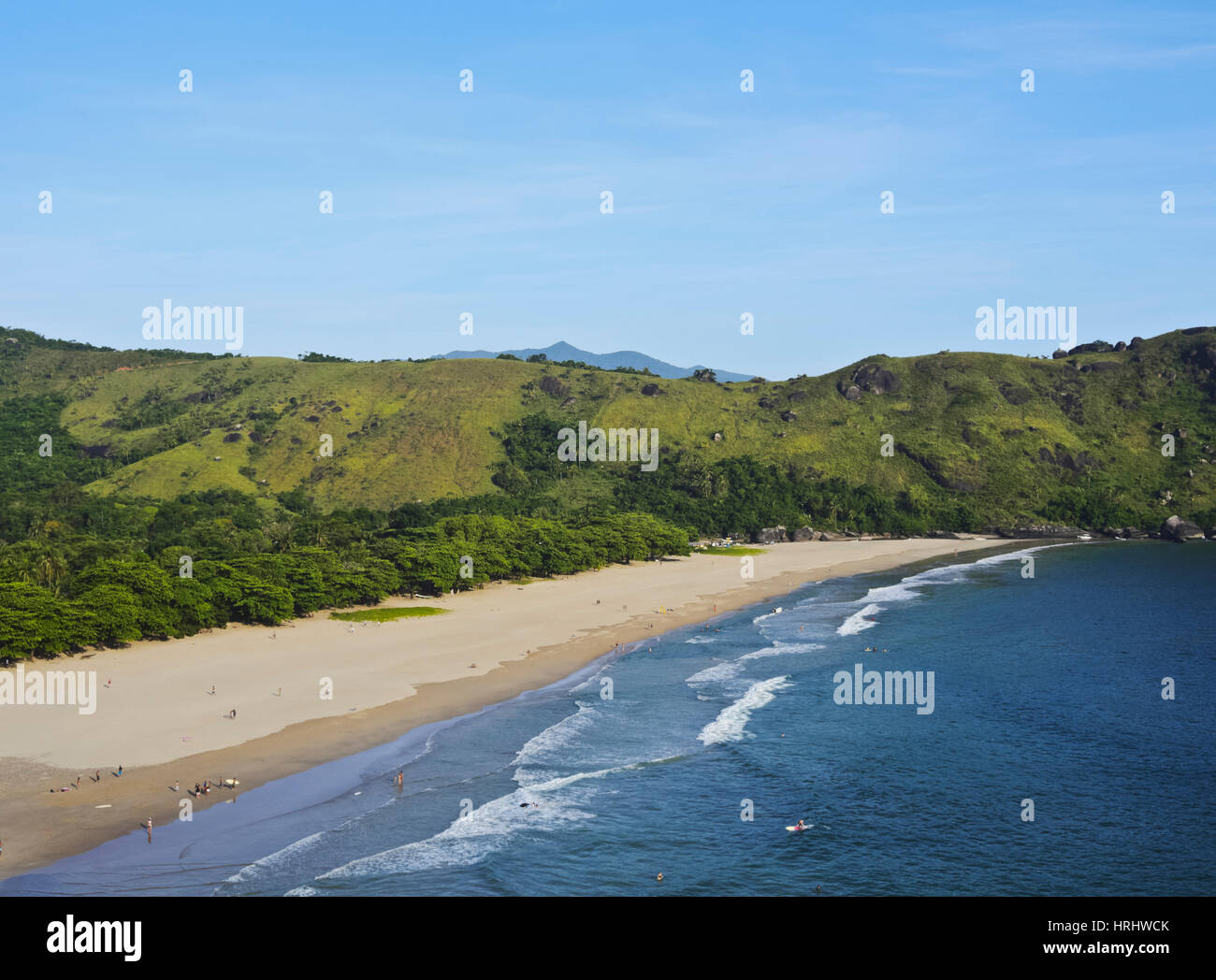 Vista in elevazione della spiaggia di Bonete, Ilhabela isola, stato di Sao Paulo, Brasile Foto Stock