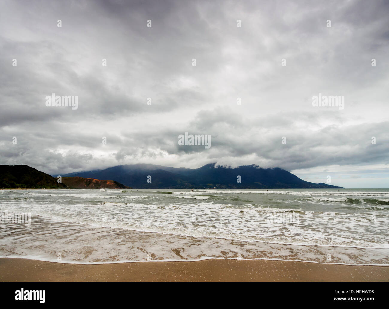 Vista della spiaggia di Maresias, Stato di Sao Paulo, Brasile Foto Stock