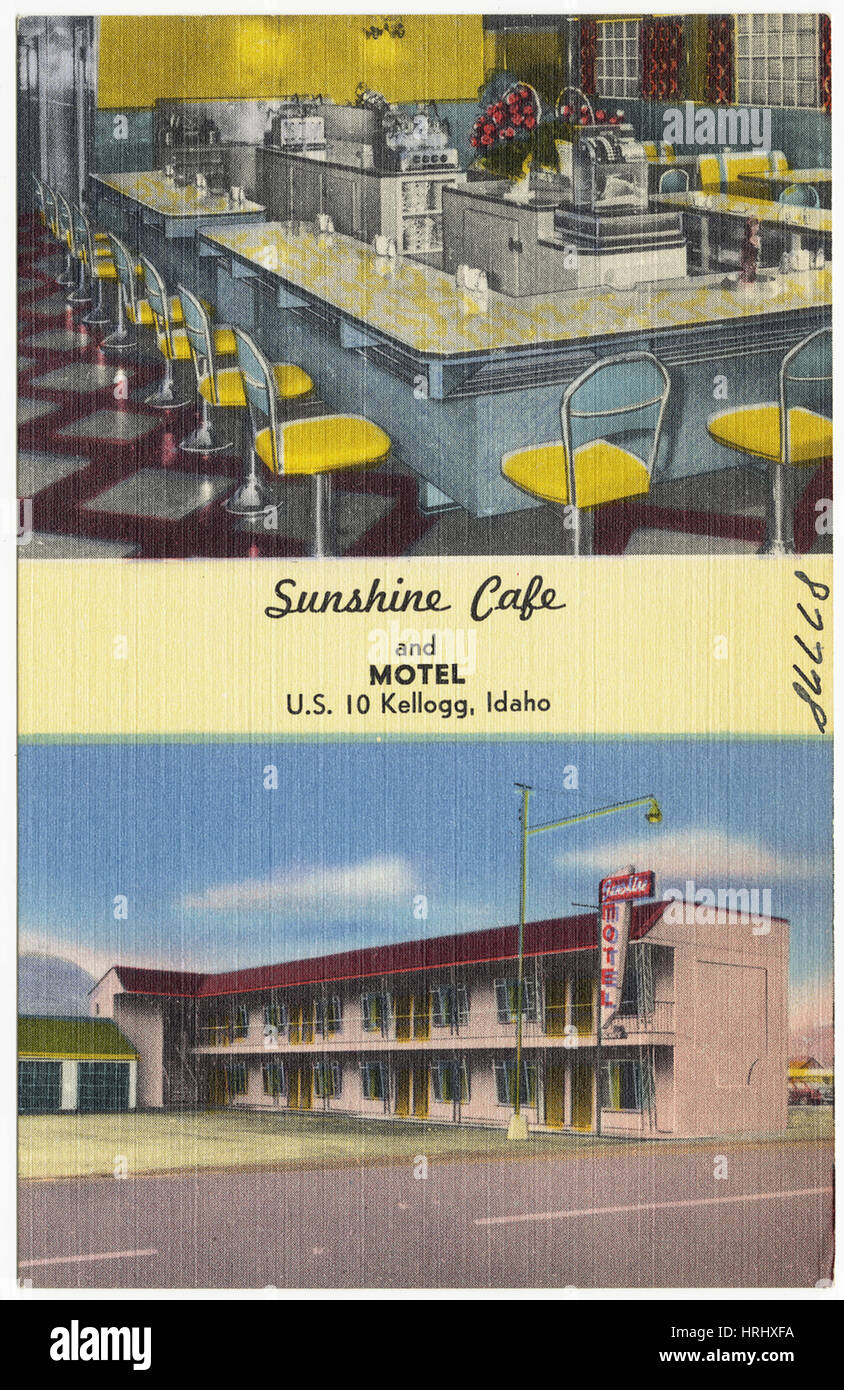 Idaho - Sunshine Cafe e motel, U.S. 10, Kellogg, Idaho Foto Stock