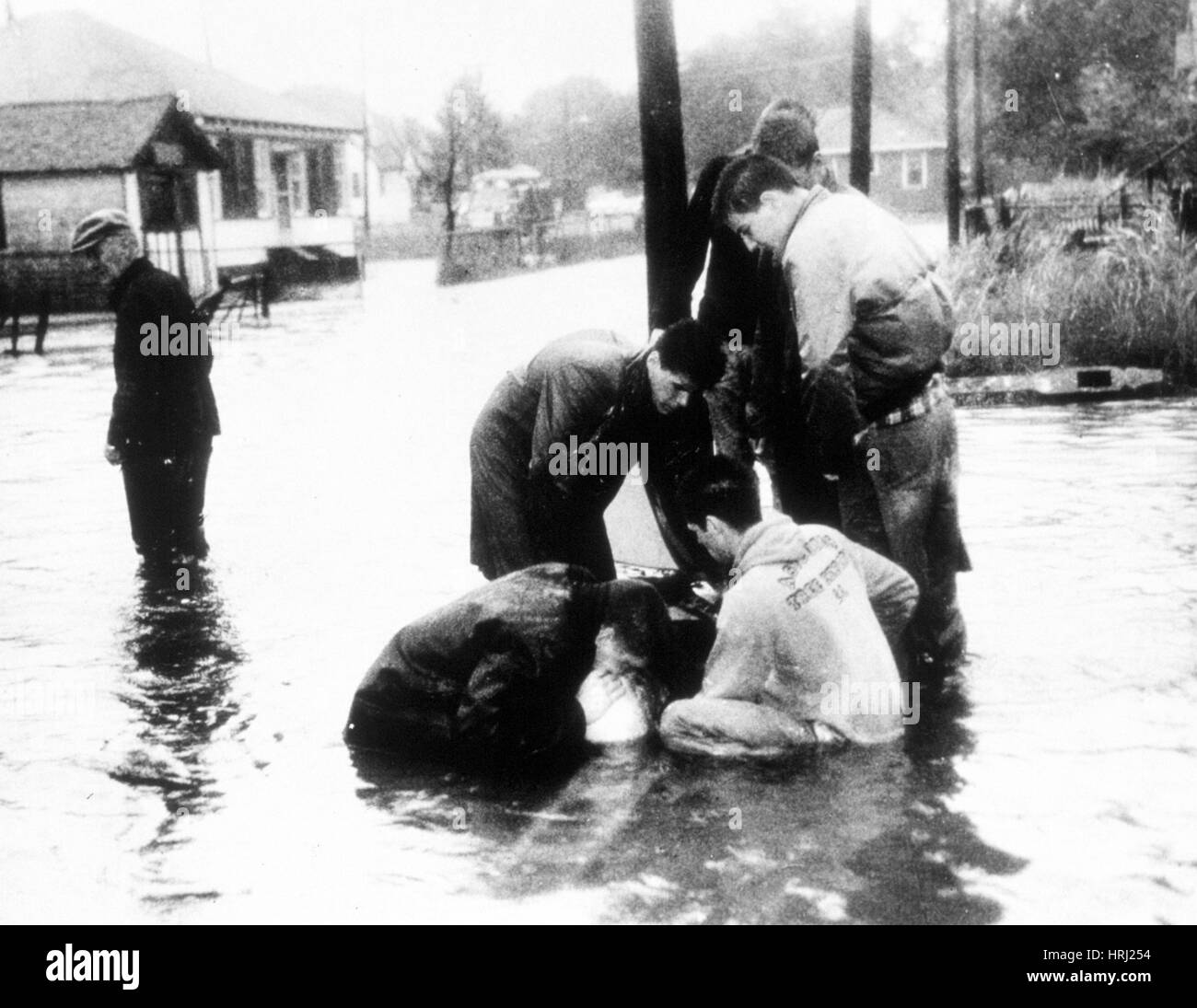 Vittima alluvione salvato, 1960 Foto Stock