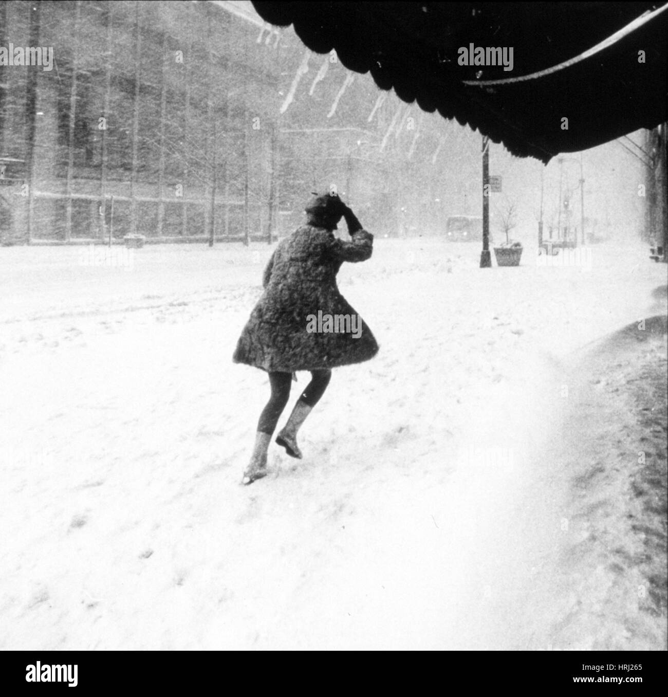 Minigonna in Manhattan tempesta di neve, 1969 Foto Stock
