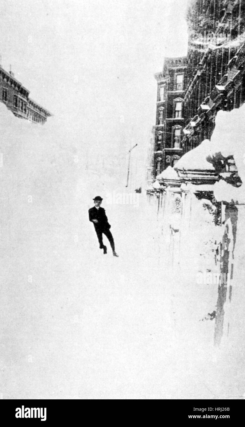 NYC, la grande Blizzard, 1888 Foto Stock