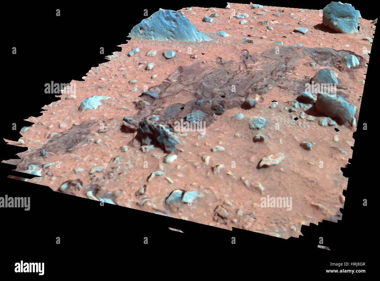 Mars Exploration Rover Spirit Mission, Airbag trascinare segna Foto Stock