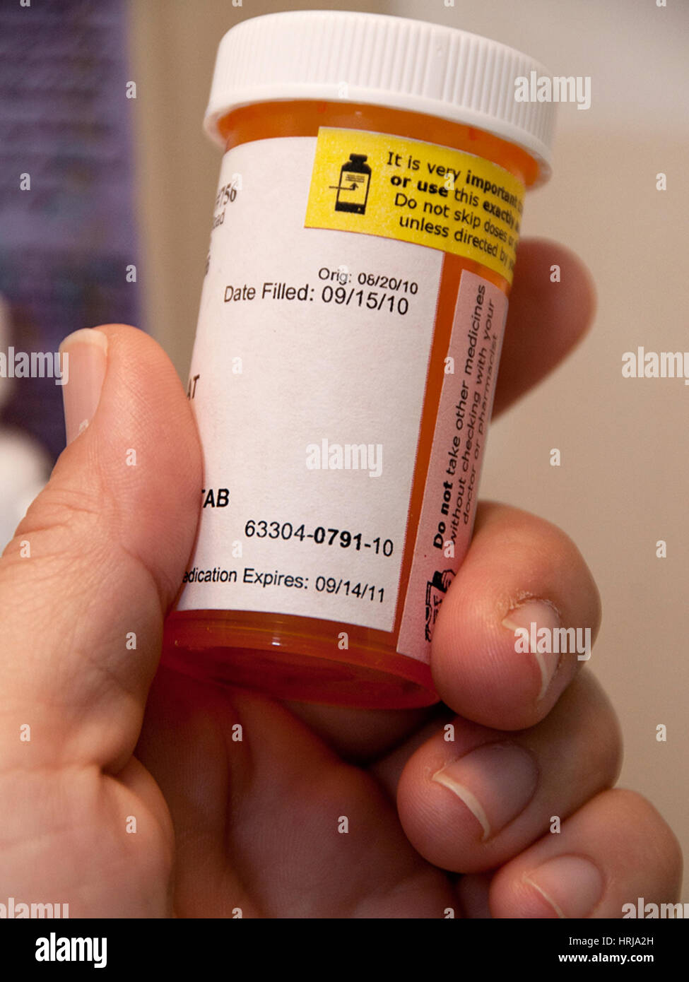Prescription flacone di farmaco Data di scadenza Foto Stock
