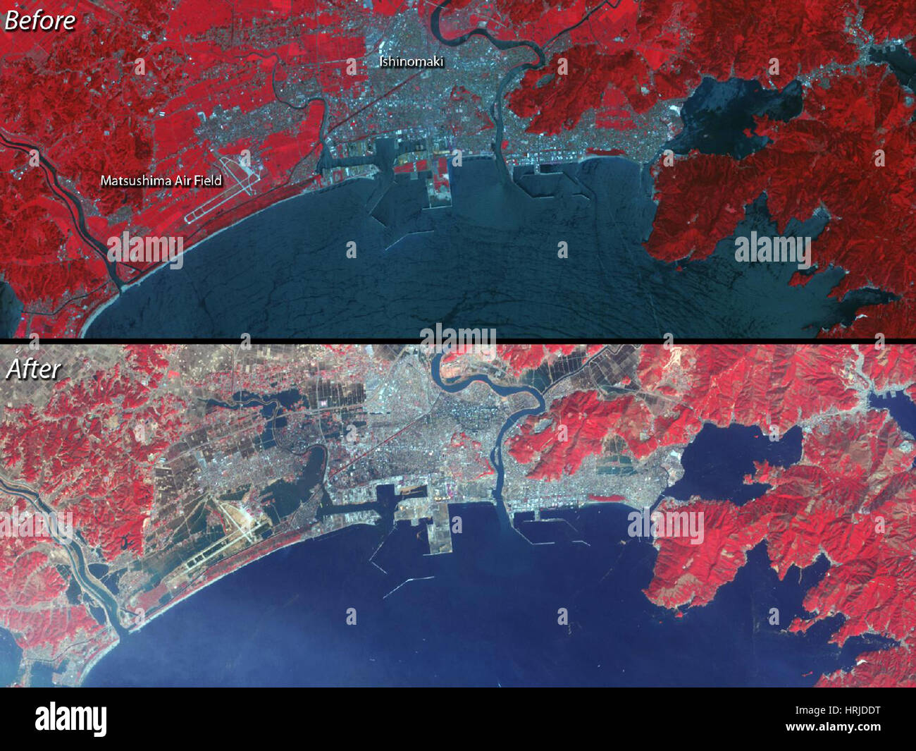 Danni dello Tsunami, Giappone, ASTER, 2008/2011 Foto Stock