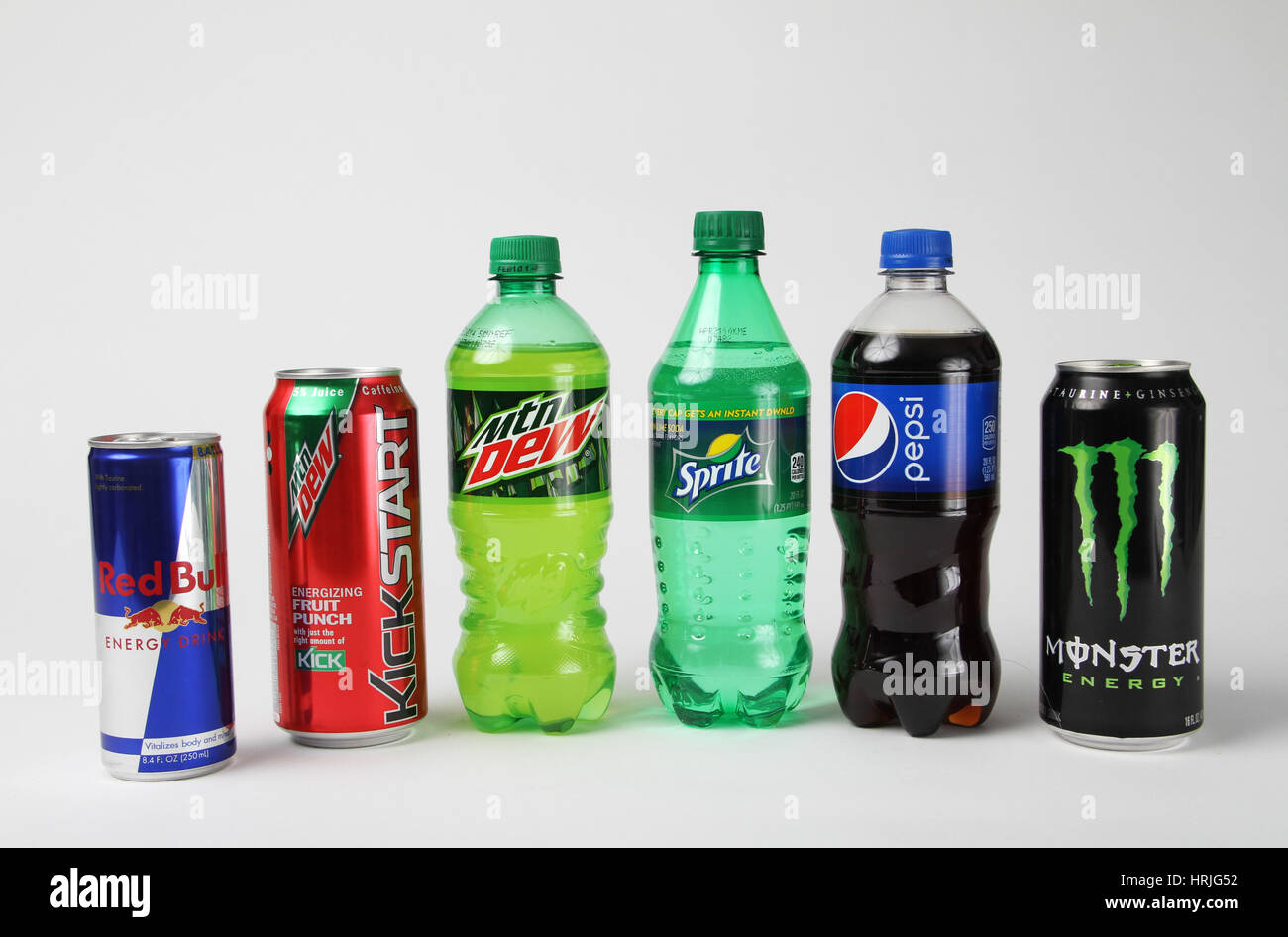 Energia e Soda Pop Soft Drinks Foto Stock