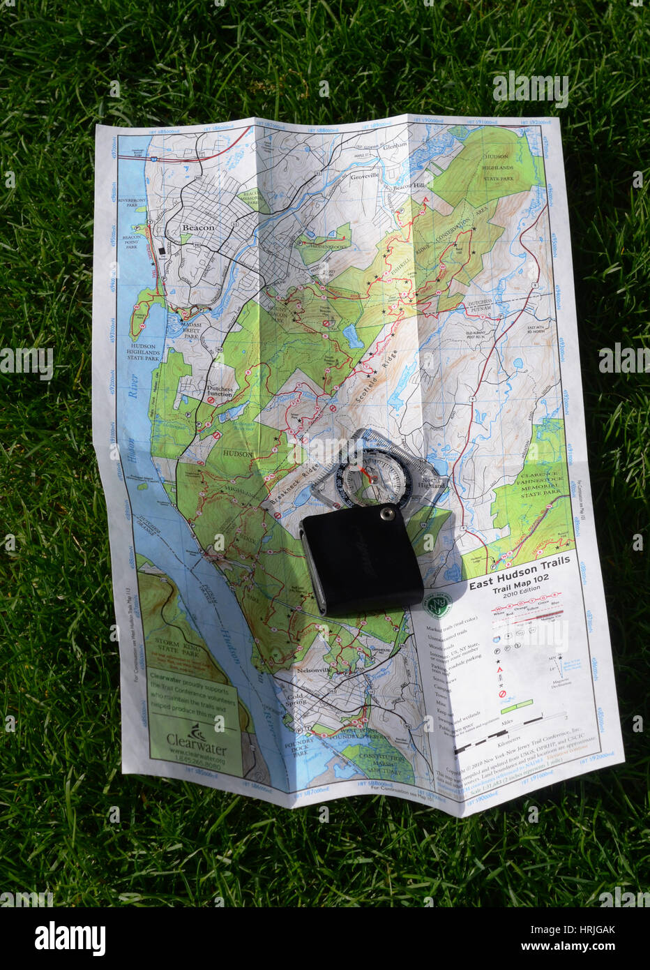 Bussola e mappa Foto Stock