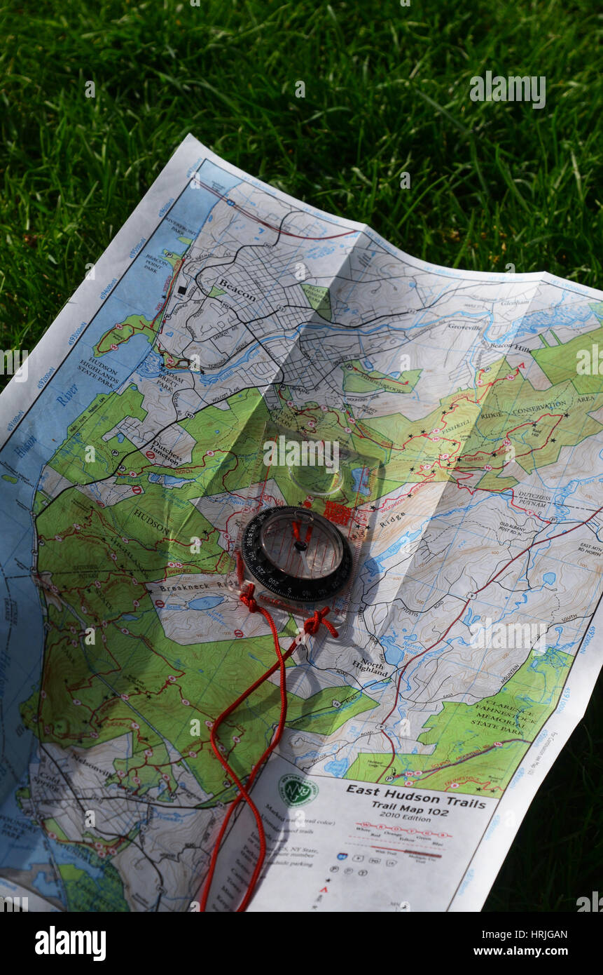 Bussola e mappa Foto Stock