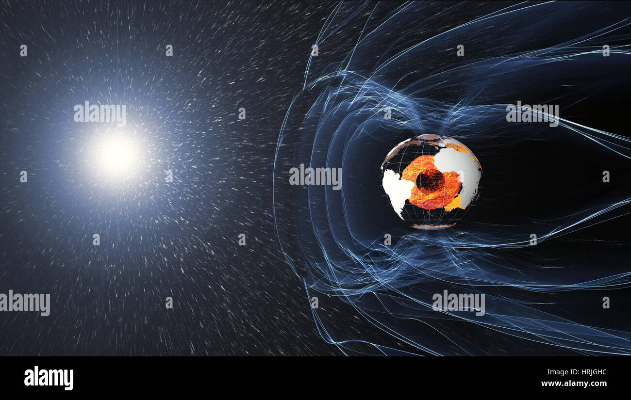 Campo magnetico terrestre Foto Stock