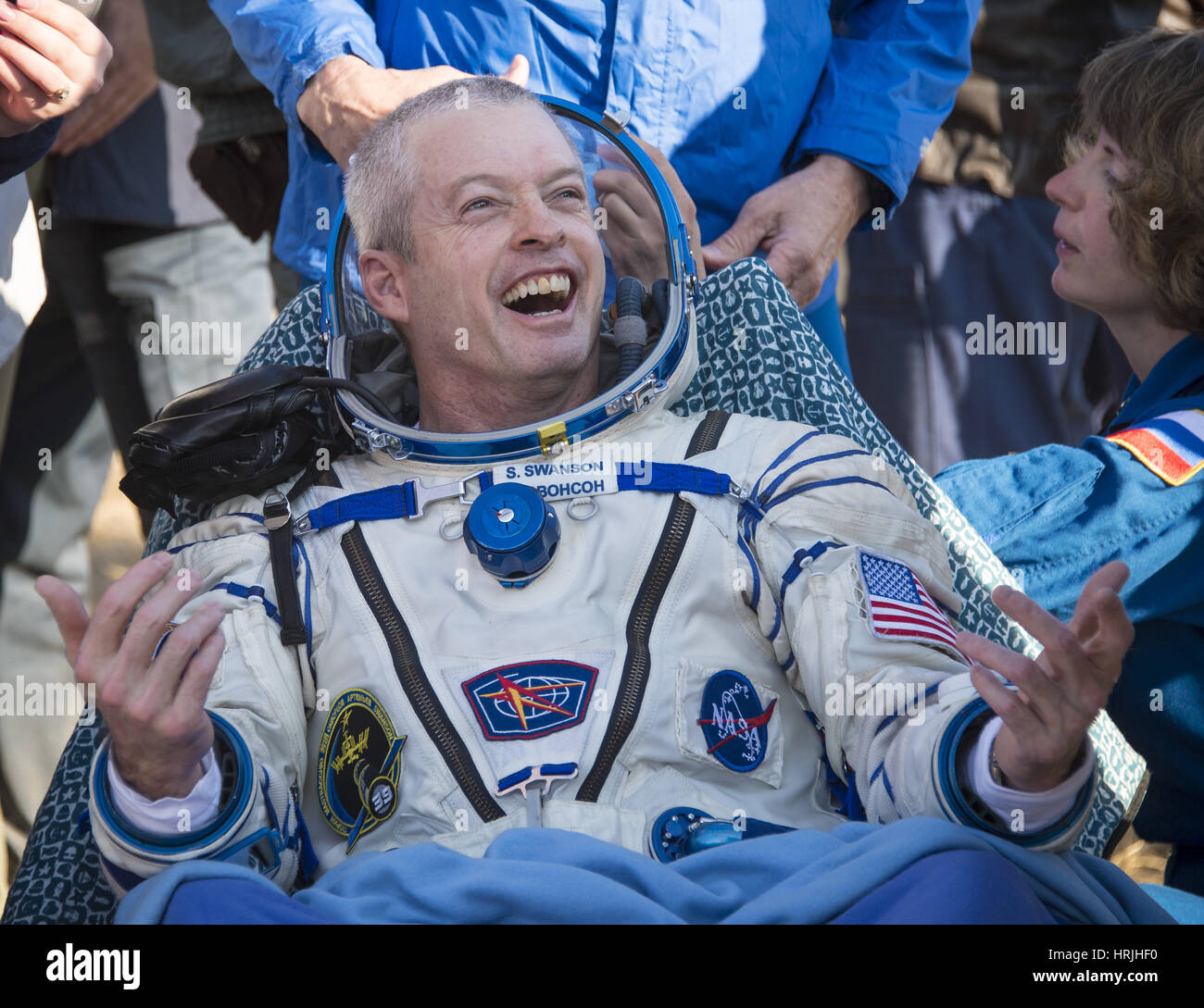 Astronauta Steve Swanson, ritorno ISS Foto Stock